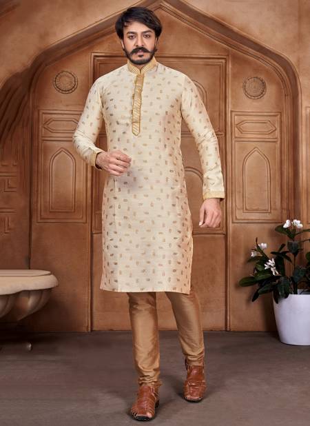 Cream Colour Outluk Vol 22 New Fancy Designer Party And Function Wear Traditional Jacquard Silk Kurta Churidar Pajama Redymade Latest Collection 22001